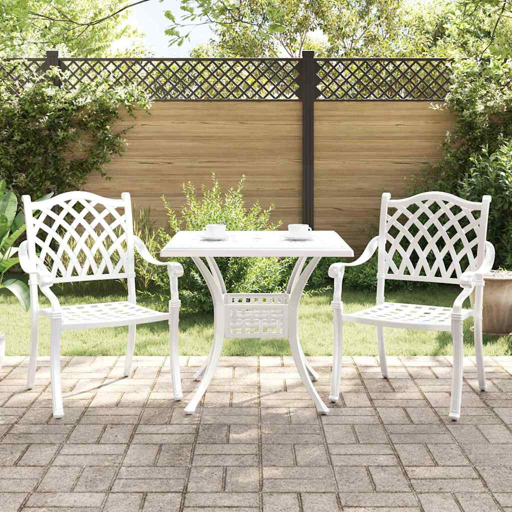 vidaXL Gartentisch Set 3 pcs Weiß Gussaluminium