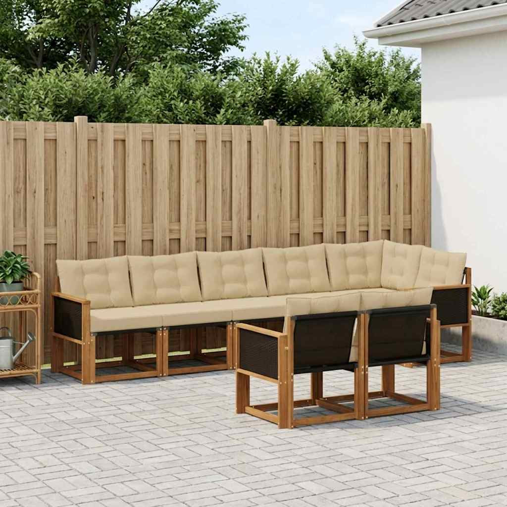 vidaXL Outdoor-Sofagarnitur mit Kissen 8 pcs Natur und Beige