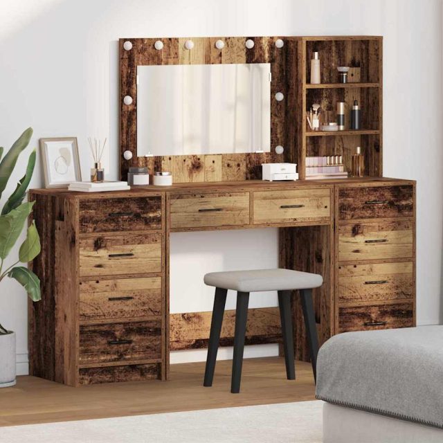 vidaXL Schminktisch 3 pcs Braun 40 x 41 x 135 cm Holzwerkstoff