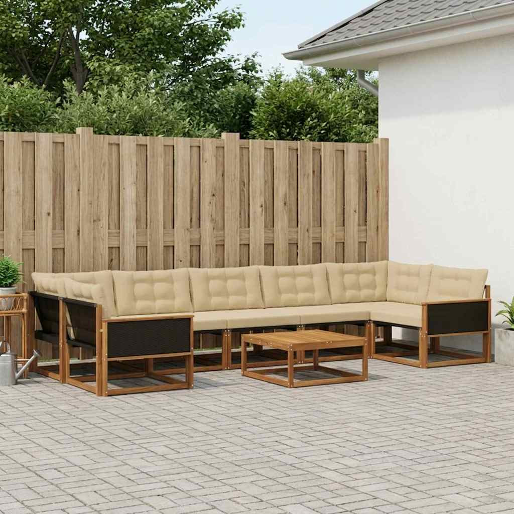 vidaXL Outdoor-Sofagarnitur mit Kissen 8 pcs Natur und Beige