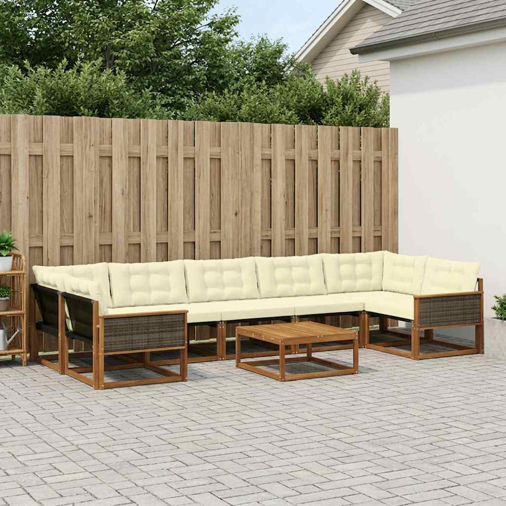 vidaXL Outdoor-Sofagarnitur mit Kissen 8 pcs Natur und Creme