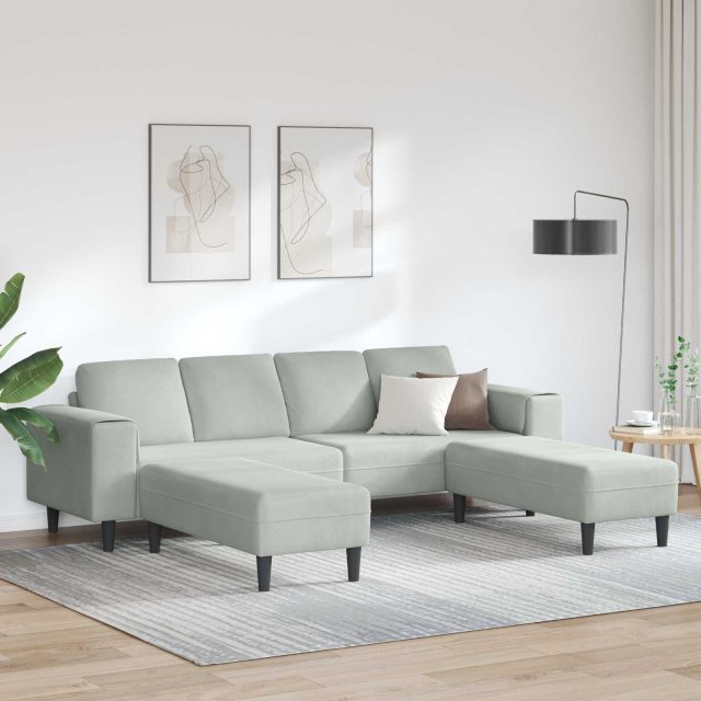 vidaXL Wohnzimmer Couch 3 pcs Hellgrau 250 x 188 x 76 cm