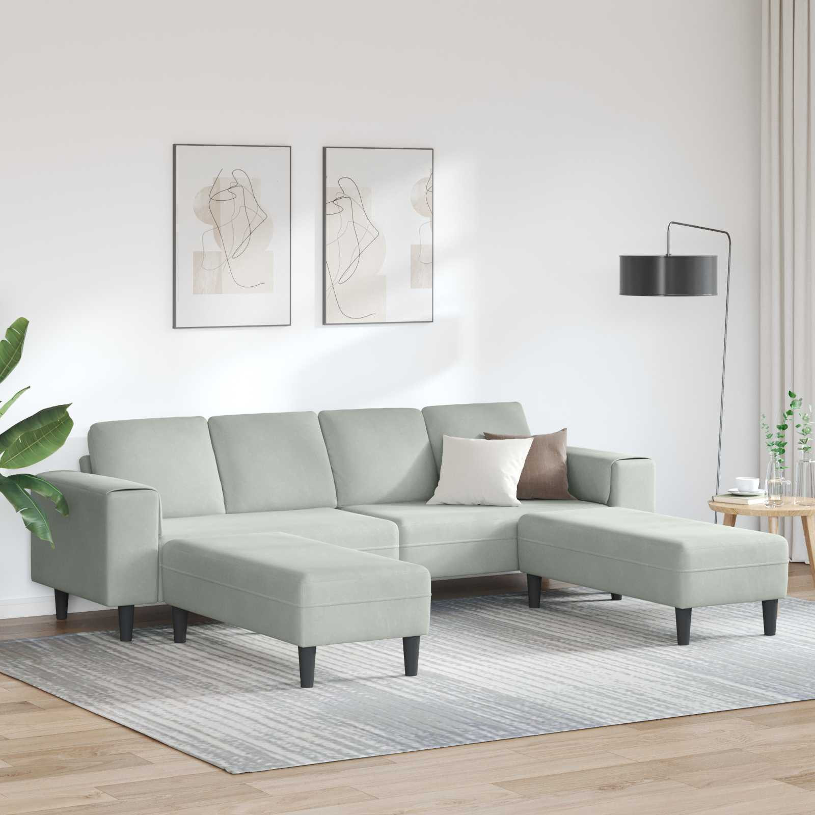 vidaXL Wohnzimmer Couch 3 pcs Hellgrau 250 x 188 x 76 cm