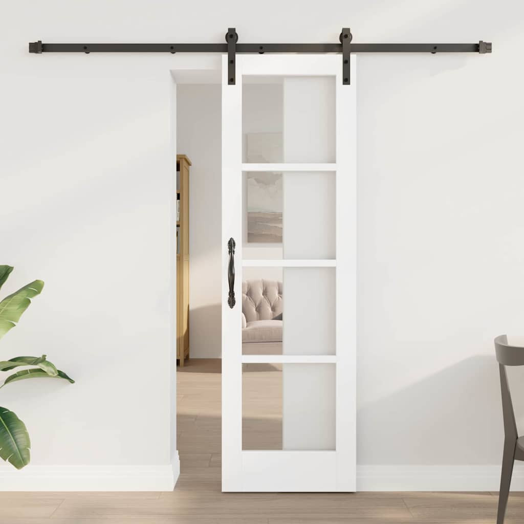 vidaXL Schiebetür ORKDAL Weiß 61 x 198,5 cm Massivholz Kiefer und Glas