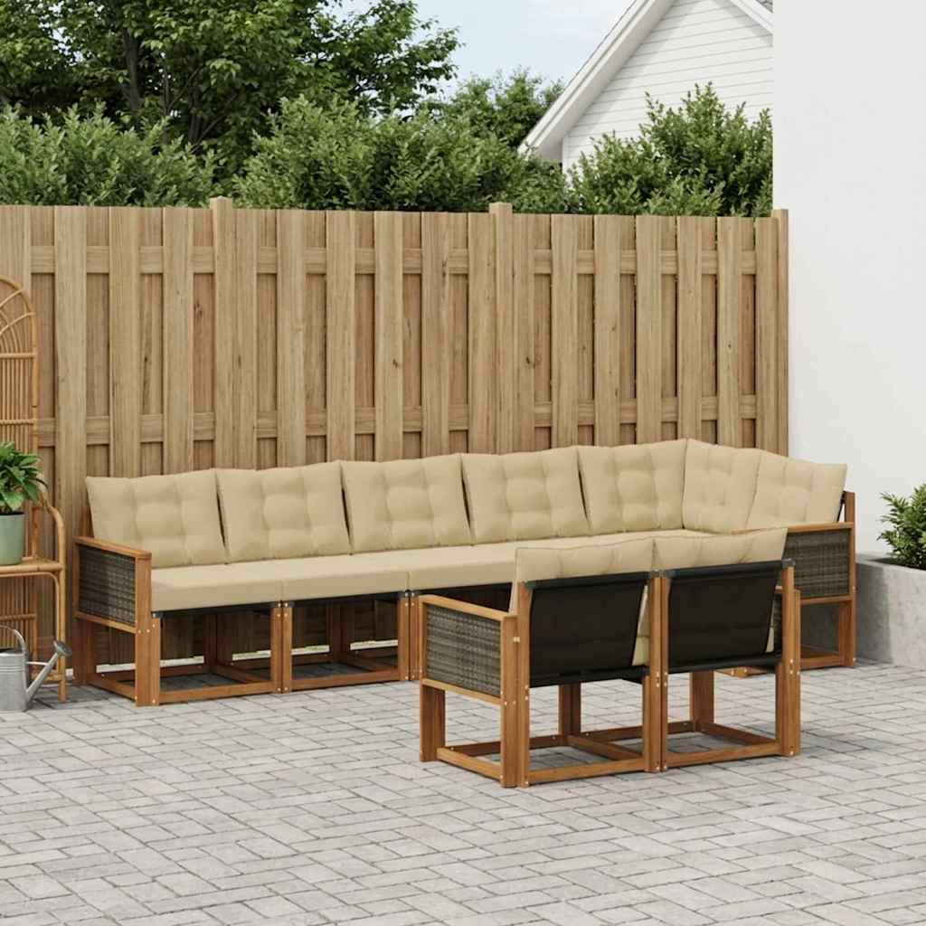 vidaXL Outdoor-Sofagarnitur mit Kissen 8 pcs Natur und Beige
