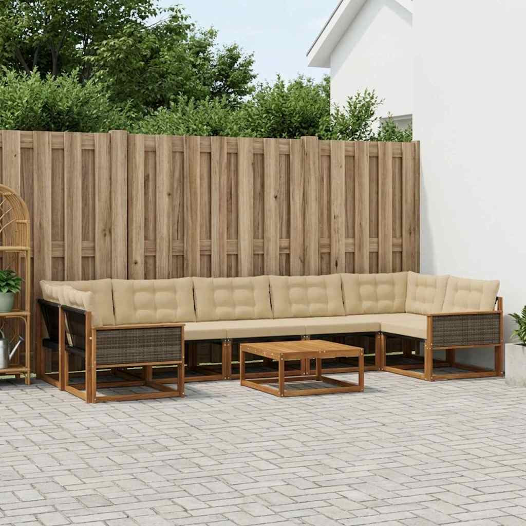 vidaXL Outdoor-Sofagarnitur mit Kissen 8 pcs Natur und Beige