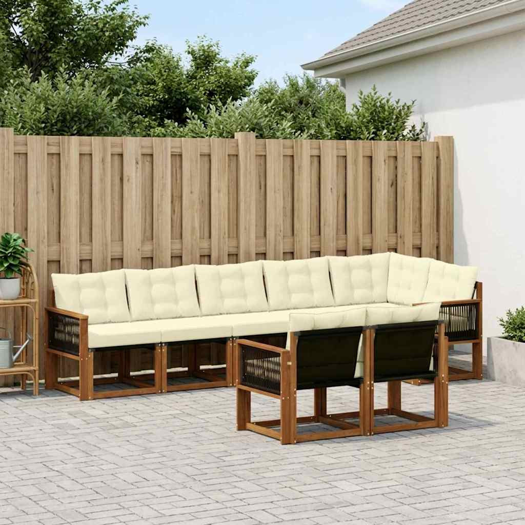 vidaXL Outdoor-Sofagarnitur mit Kissen 8 pcs Natur und Creme