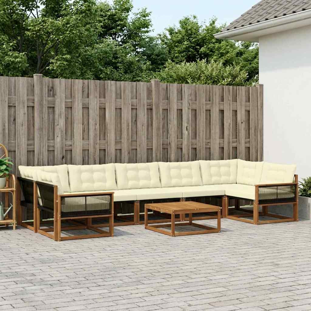 vidaXL Outdoor-Sofagarnitur mit Kissen 8 pcs Natur und Creme