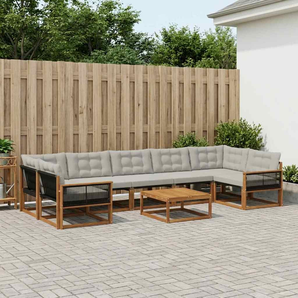 vidaXL Outdoor-Sofagarnitur mit Kissen 8 pcs Natürlich und Hellgrau