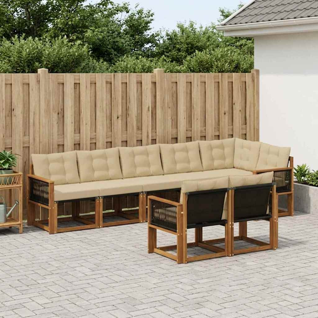 vidaXL Outdoor-Sofagarnitur mit Kissen 8 pcs Natur und Beige