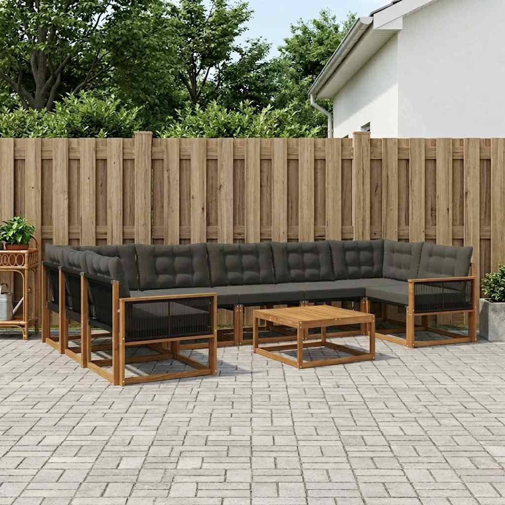 vidaXL Outdoor-Sofagarnitur mit Kissen 8 pcs Natürlich und Schwarz