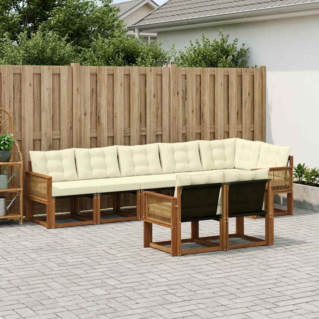 vidaXL Outdoor-Sofagarnitur mit Kissen 8 pcs Natur und Creme