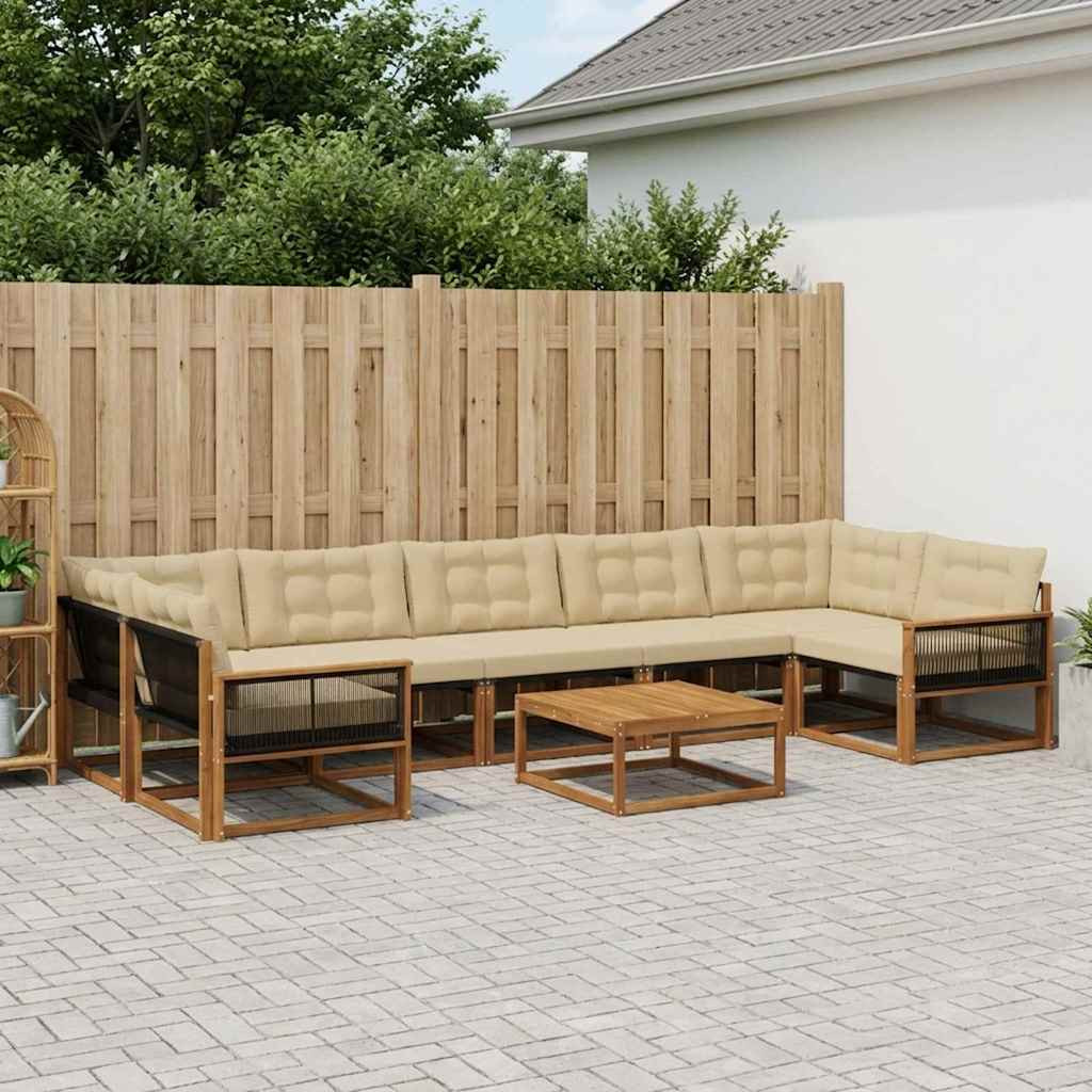 vidaXL Outdoor-Sofagarnitur mit Kissen 8 pcs Natur und Beige
