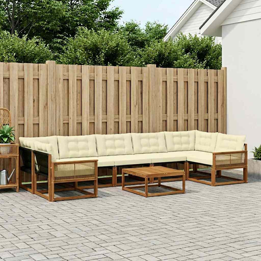 vidaXL Outdoor-Sofagarnitur mit Kissen 8 pcs Natur und Creme