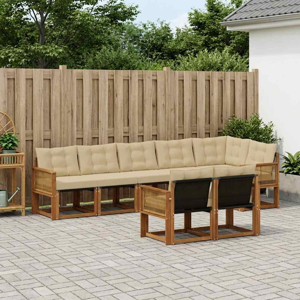 vidaXL Outdoor-Sofagarnitur mit Kissen 8 pcs Natur und Beige