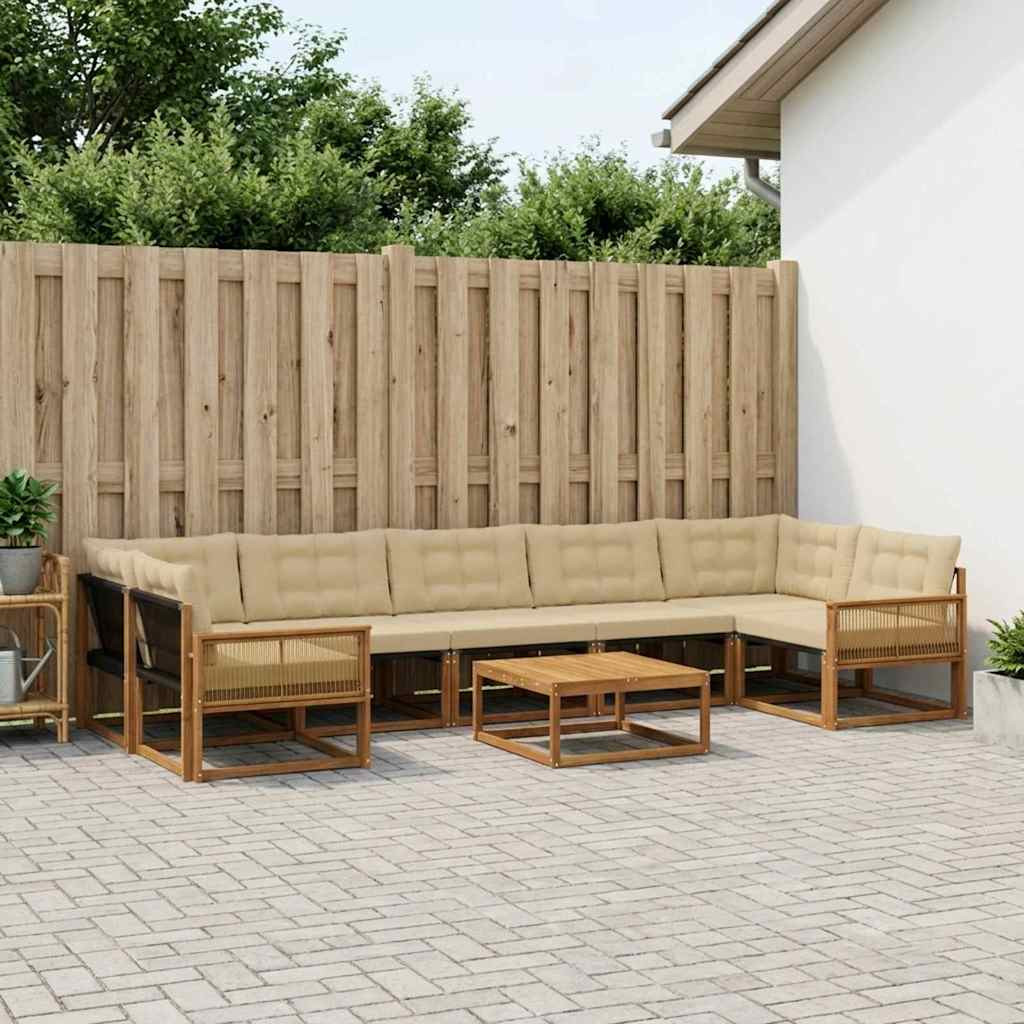 vidaXL Outdoor-Sofagarnitur mit Kissen 8 pcs Natur und Beige