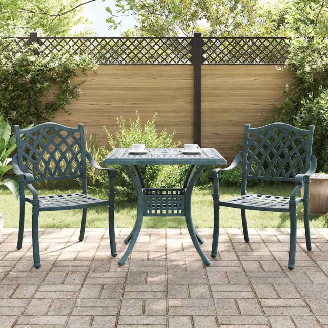 vidaXL Gartentisch Set 3 pcs Grün Gussaluminium