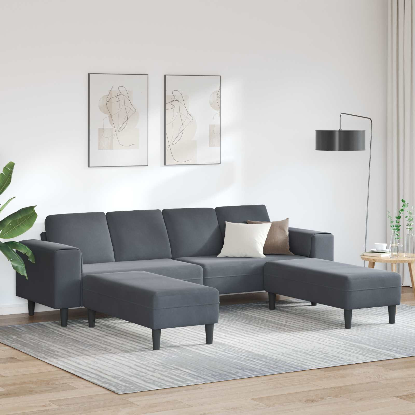 vidaXL Wohnzimmer Couch 3 pcs Dunkelgrau 250 x 188 x 76 cm