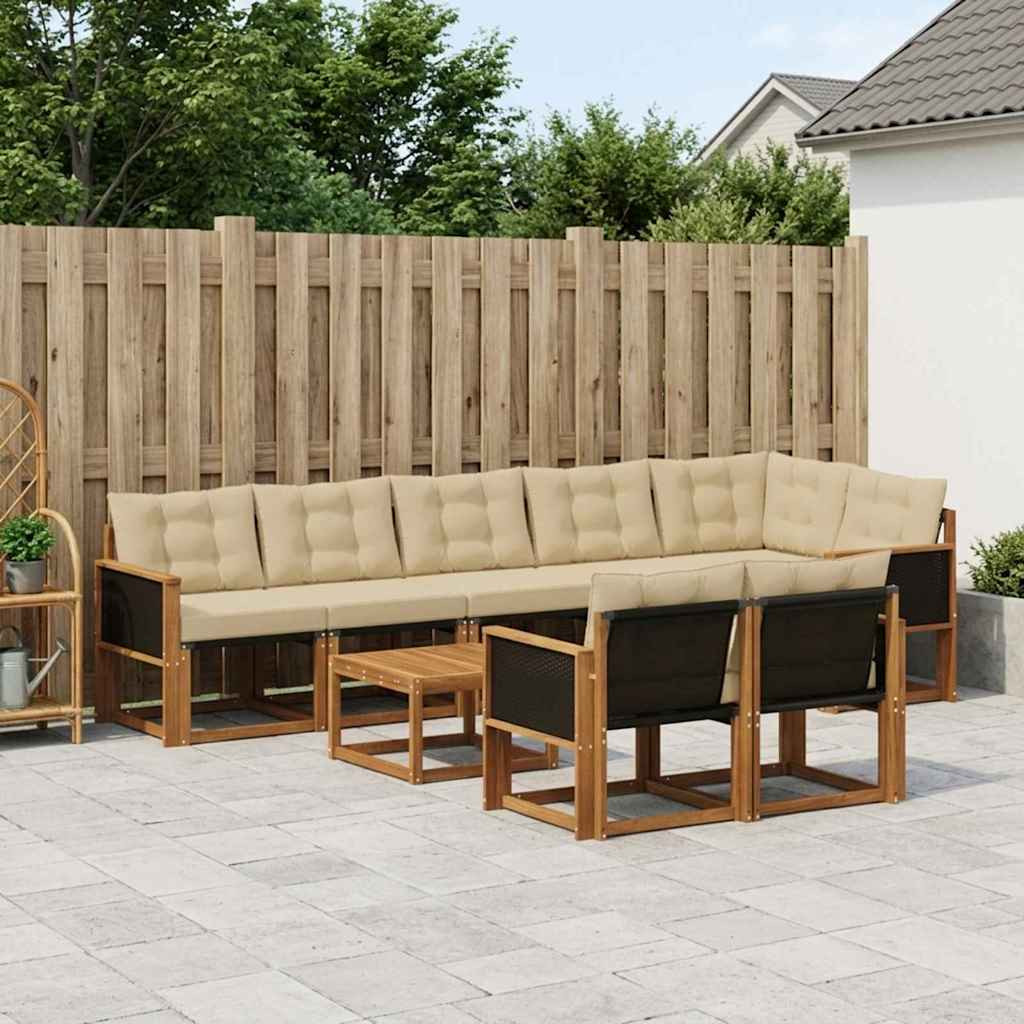 vidaXL Outdoor-Sofagarnitur mit Kissen 9 pcs Natur und Beige