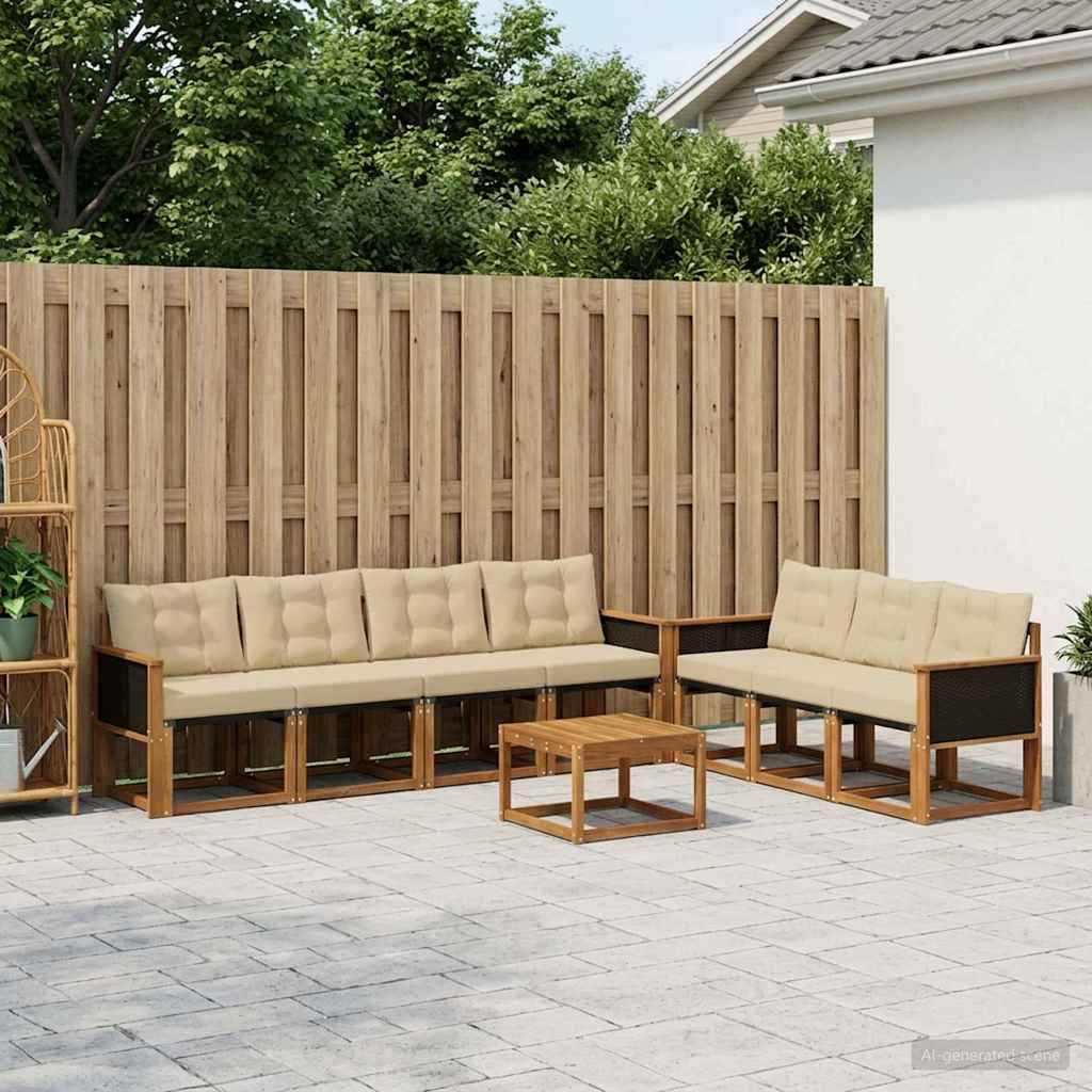 vidaXL Outdoor-Sofagarnitur mit Kissen 8 pcs Natur und Beige