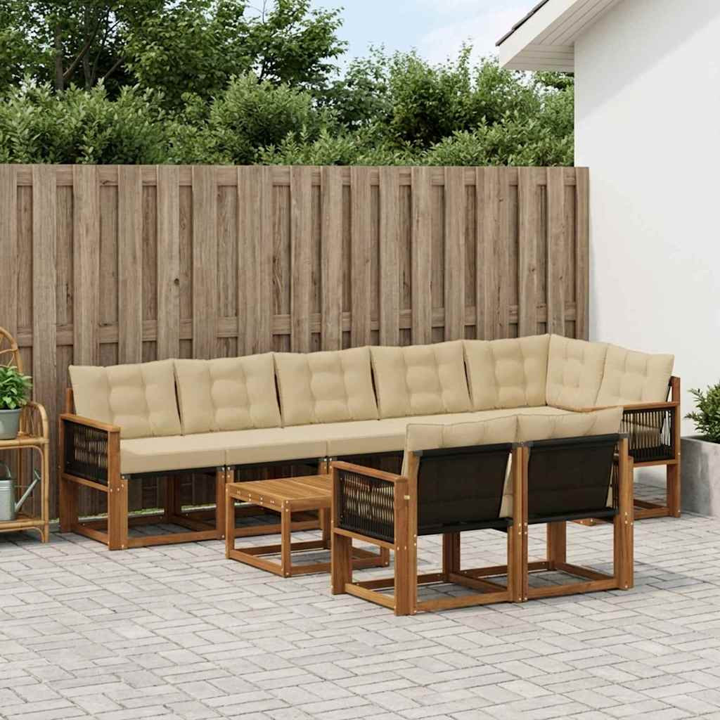 vidaXL Outdoor-Sofagarnitur mit Kissen 9 pcs Natur und Beige