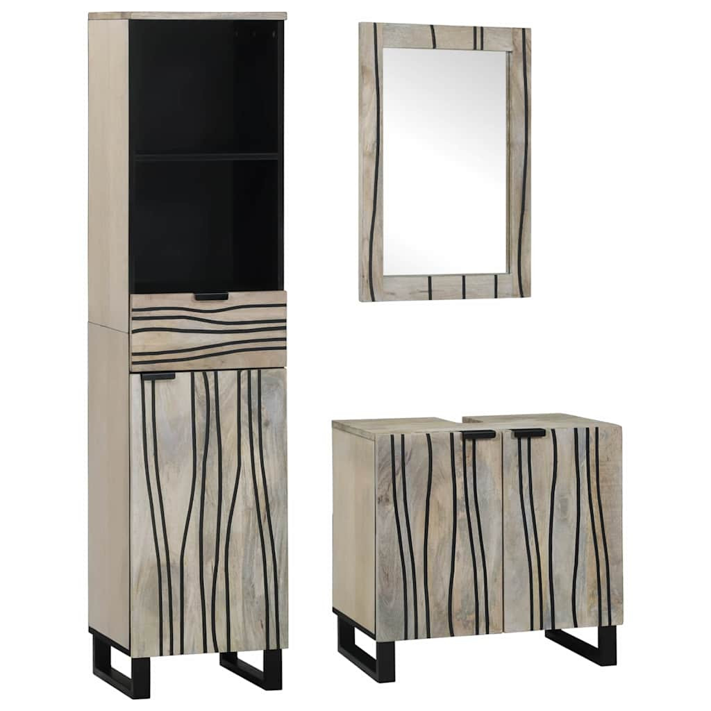 vidaXL Badezimmermöbel-Set mit Schubladen 3 pcs Weiß Holzwerkstoff