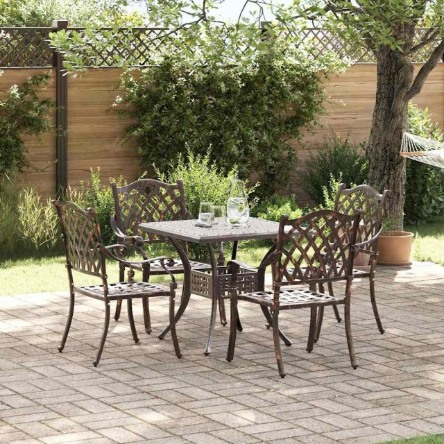 vidaXL Gartentisch Set 5 pcs Bronze Gussaluminium