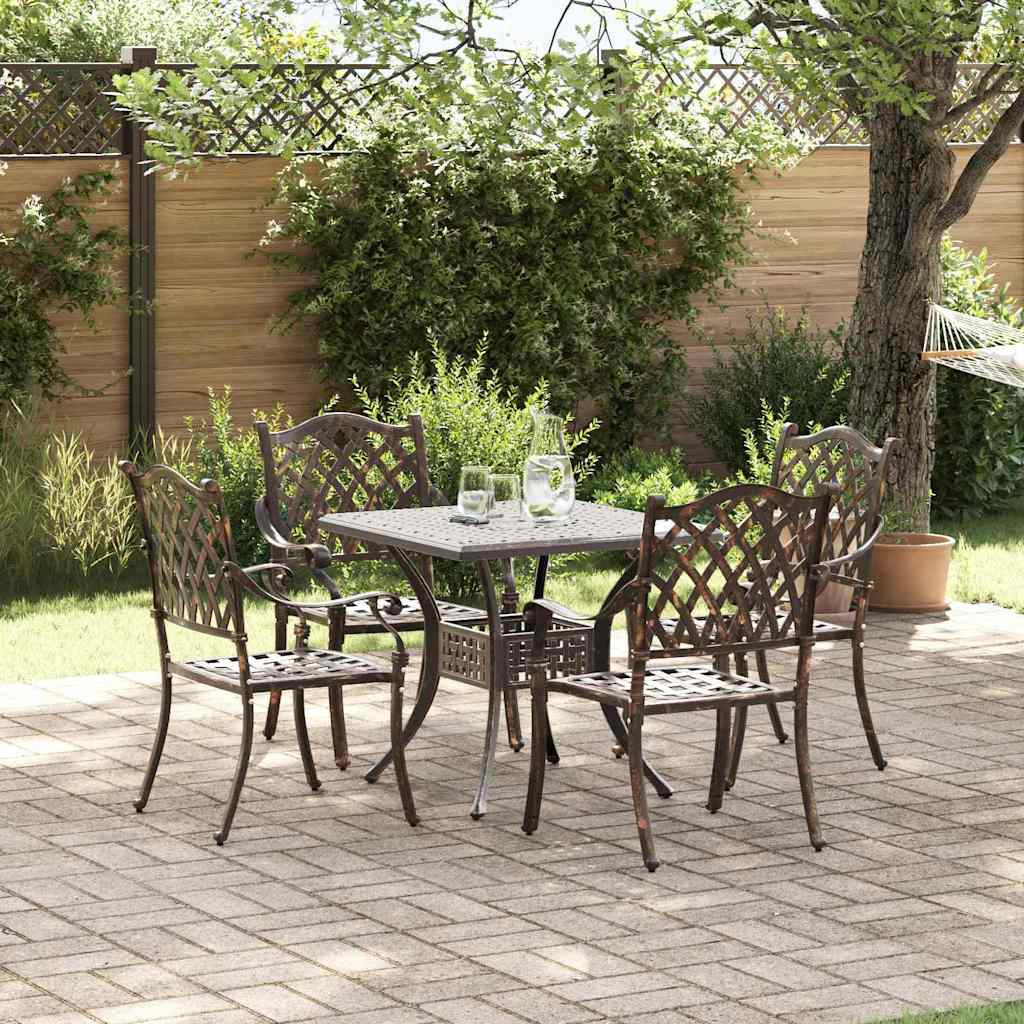 vidaXL Gartentisch Set 5 pcs Bronze Gussaluminium