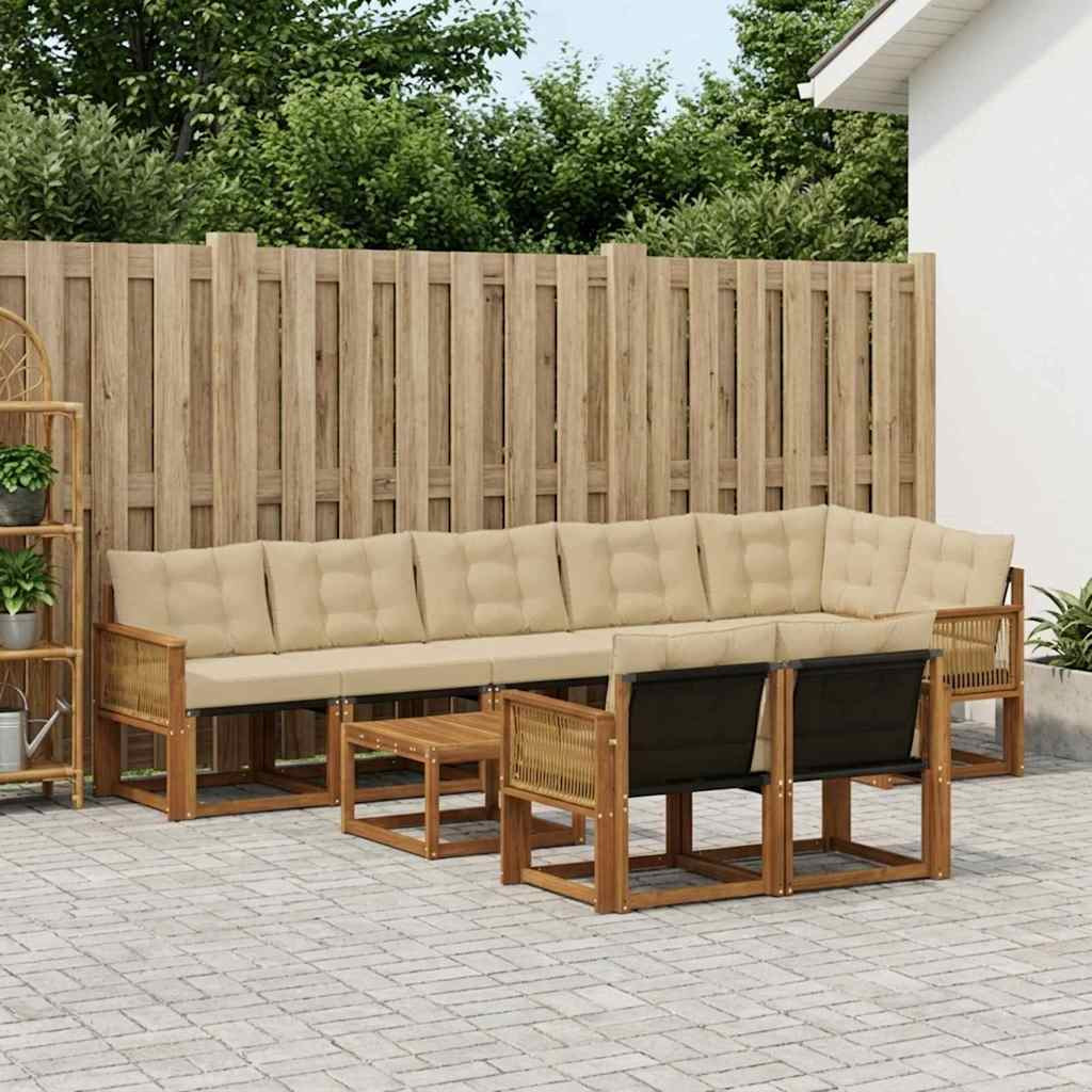 vidaXL Outdoor-Sofagarnitur mit Kissen 9 pcs Natur und Beige