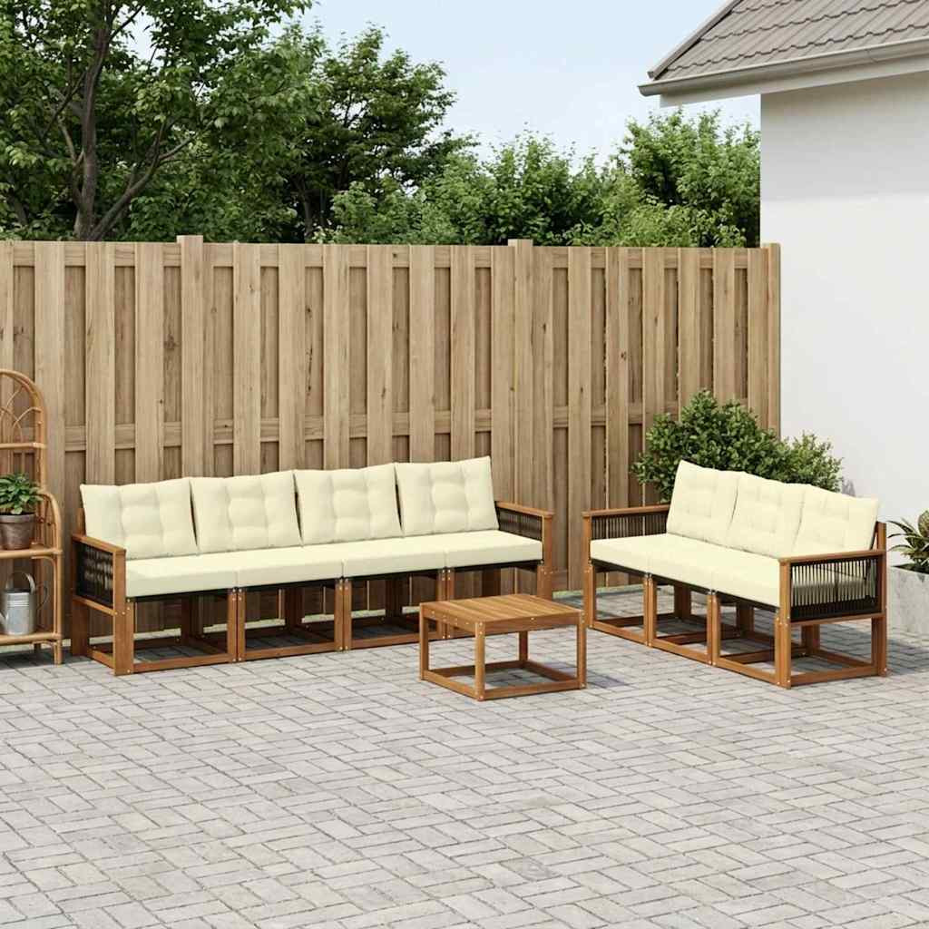 vidaXL Outdoor-Sofagarnitur mit Kissen 8 pcs Natur und Creme