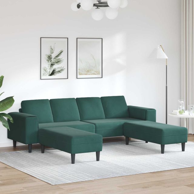 vidaXL Wohnzimmer Couch 3 pcs Dunkelgrün 250 x 188 x 76 cm