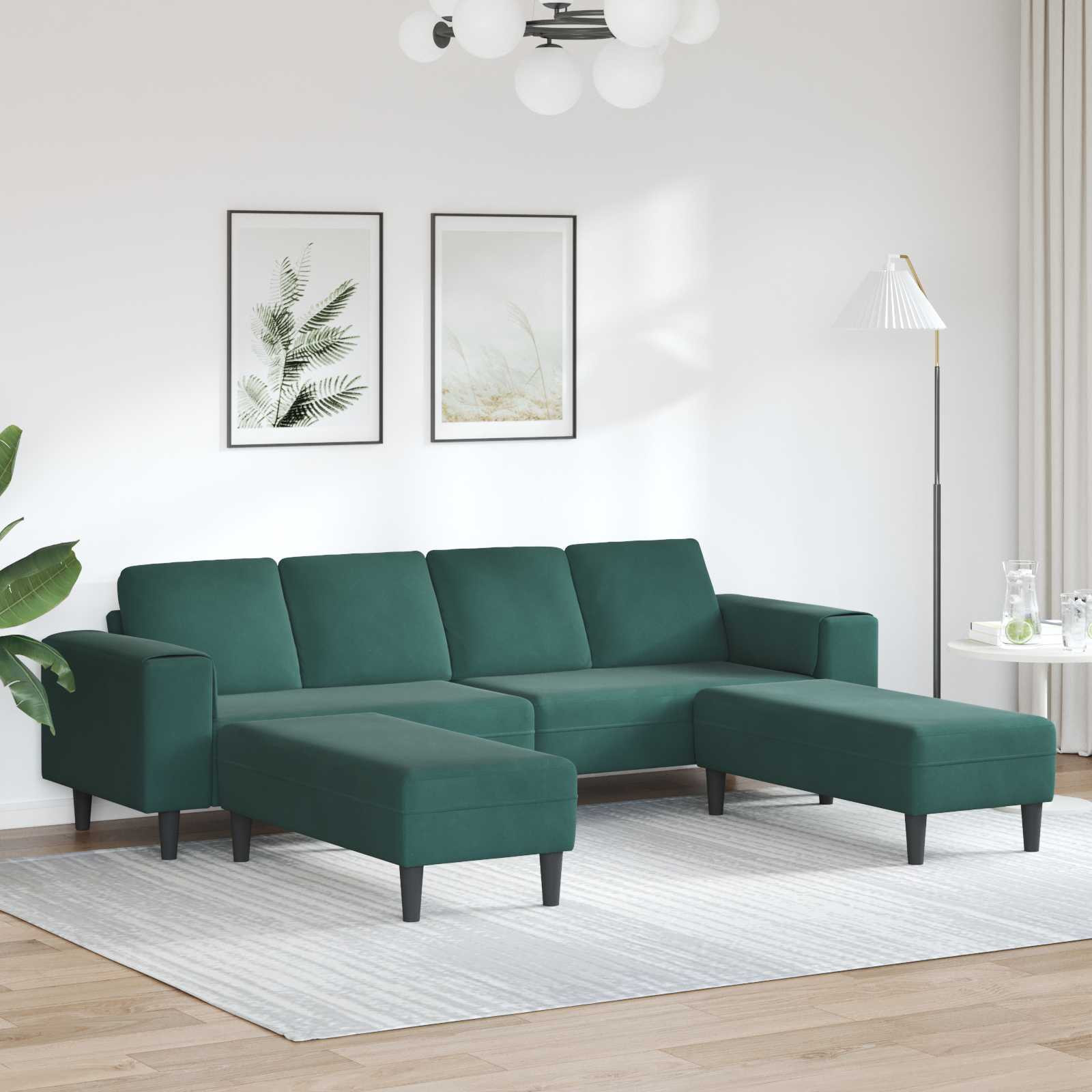 vidaXL Wohnzimmer Couch 3 pcs Dunkelgrün 250 x 188 x 76 cm