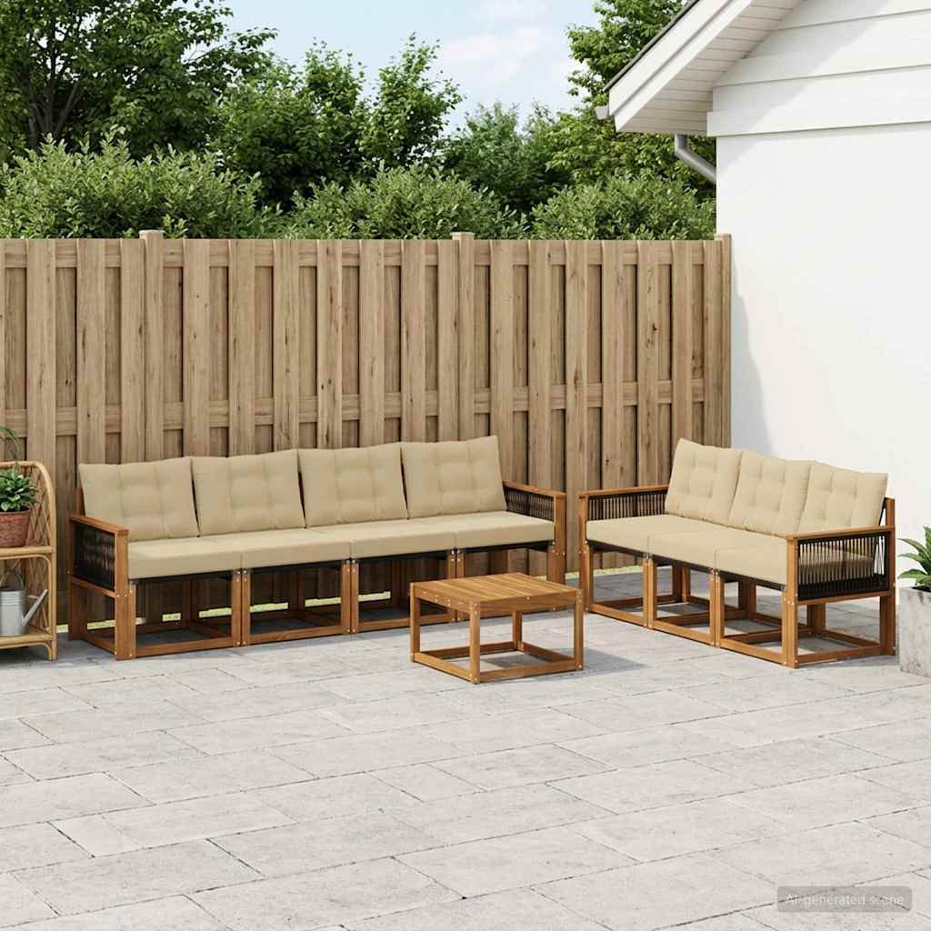 vidaXL Outdoor-Sofagarnitur mit Kissen 8 pcs Natur und Beige