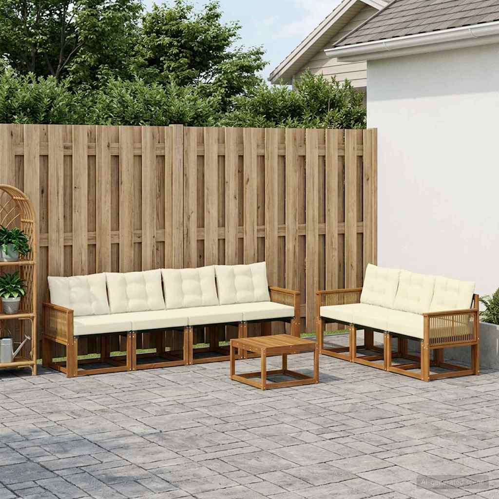 vidaXL Outdoor-Sofagarnitur mit Kissen 8 pcs Natur und Creme