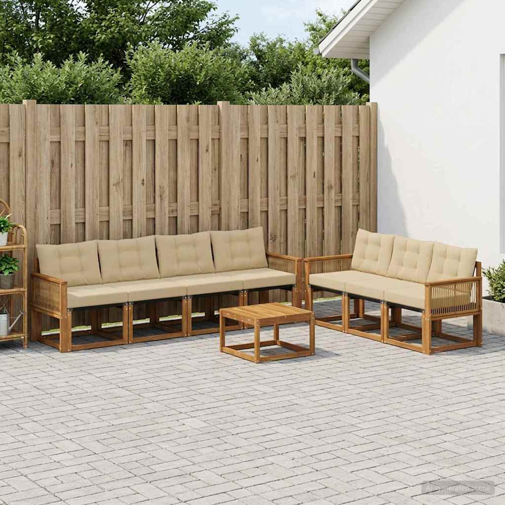 vidaXL Outdoor-Sofagarnitur mit Kissen 8 pcs Natur und Beige