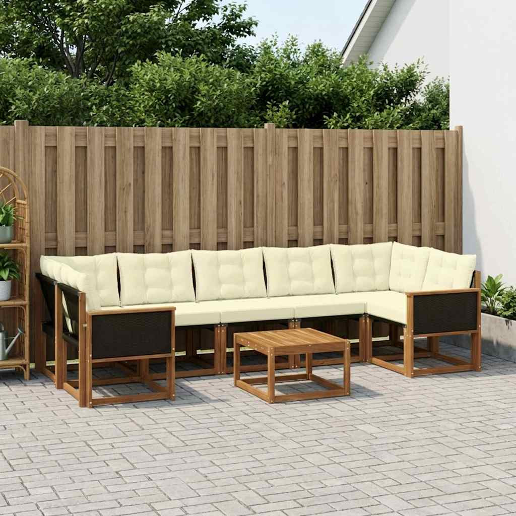 vidaXL Outdoor-Sofagarnitur mit Kissen 8 pcs Natur und Creme