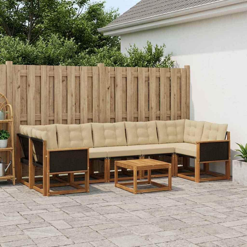 vidaXL Outdoor-Sofagarnitur mit Kissen 8 pcs Natur und Beige