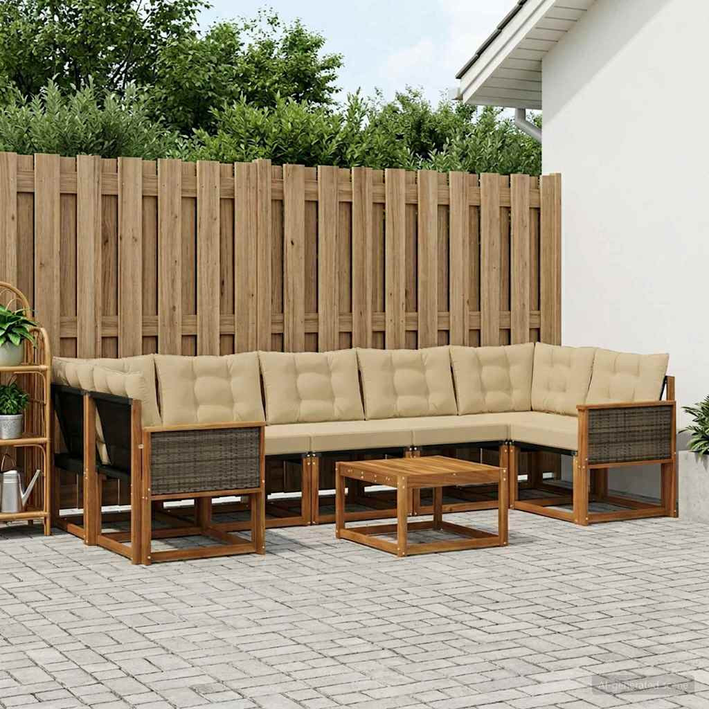 vidaXL Outdoor-Sofagarnitur mit Kissen 8 pcs Natur und Beige