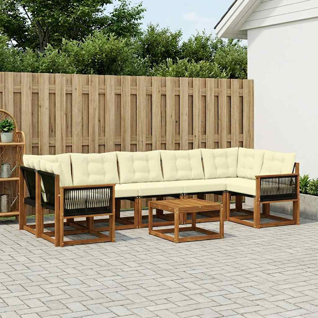 vidaXL Outdoor-Sofagarnitur mit Kissen 8 pcs Natur und Creme