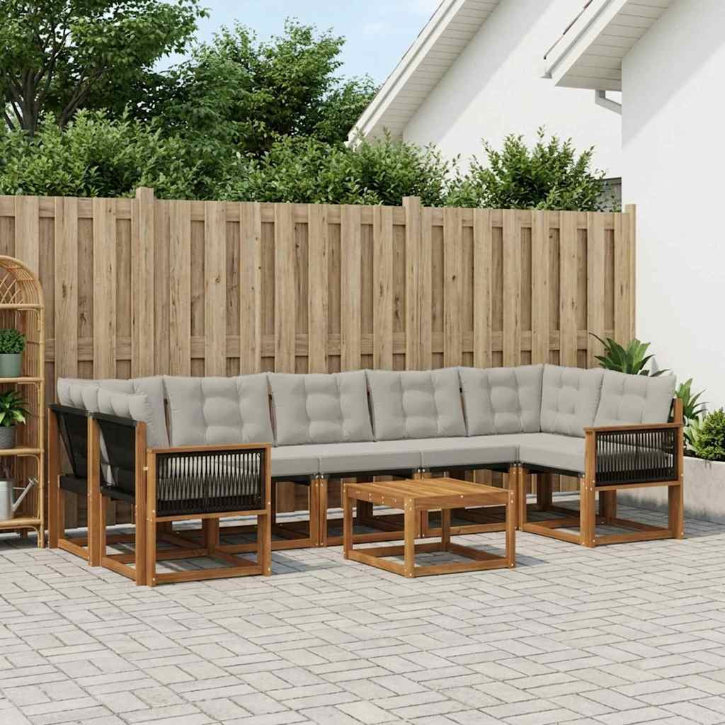vidaXL Outdoor-Sofagarnitur mit Kissen 8 pcs Natürlich und Hellgrau