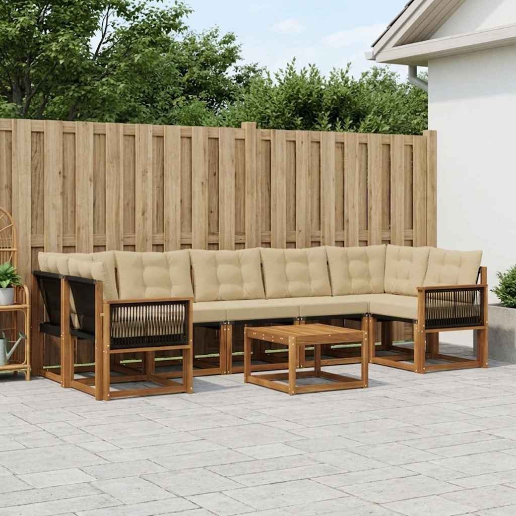 vidaXL Outdoor-Sofagarnitur mit Kissen 8 pcs Natur und Beige