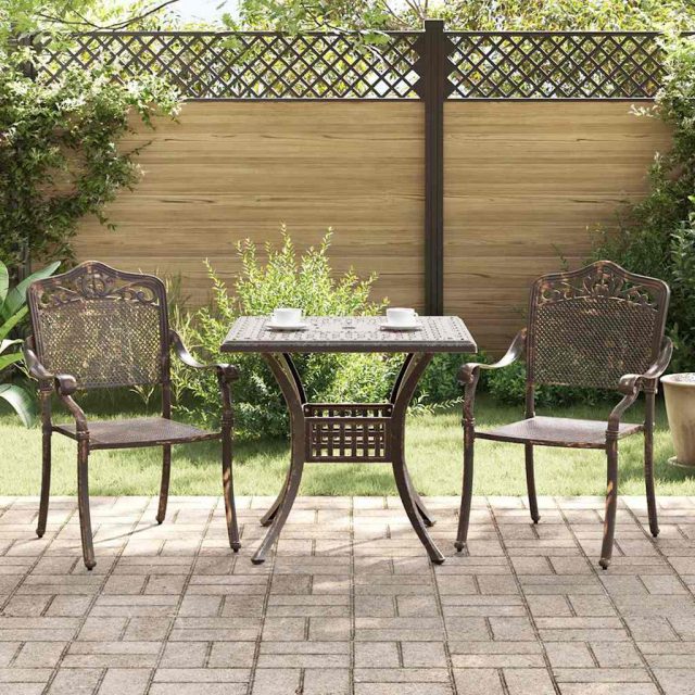 vidaXL Gartentisch Set 3 pcs Bronze Gussaluminium