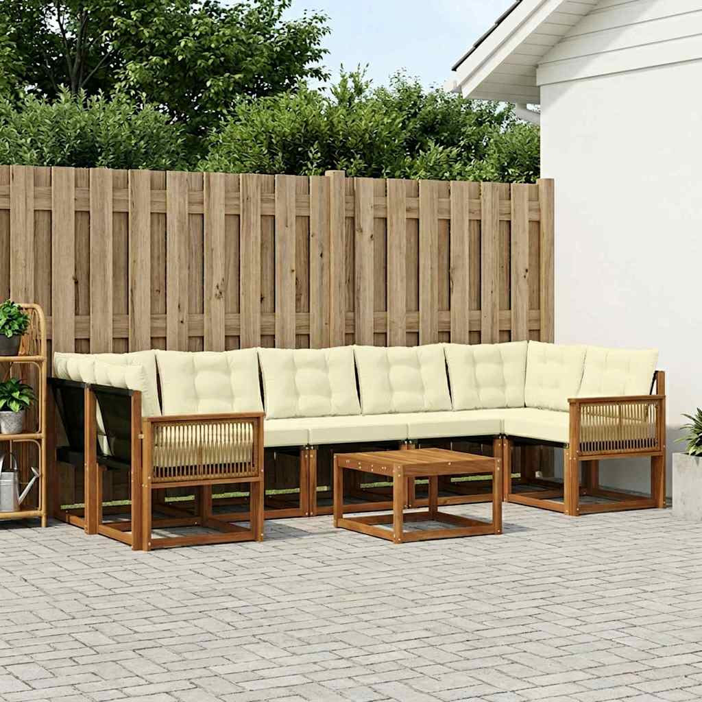 vidaXL Outdoor-Sofagarnitur mit Kissen 8 pcs Natur und Creme