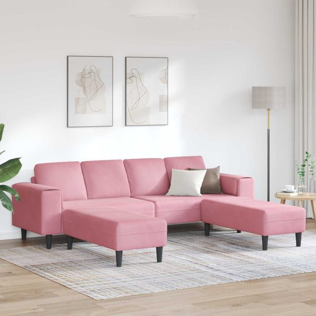 vidaXL Wohnzimmer Couch 3 pcs Rosa 250 x 188 x 76 cm
