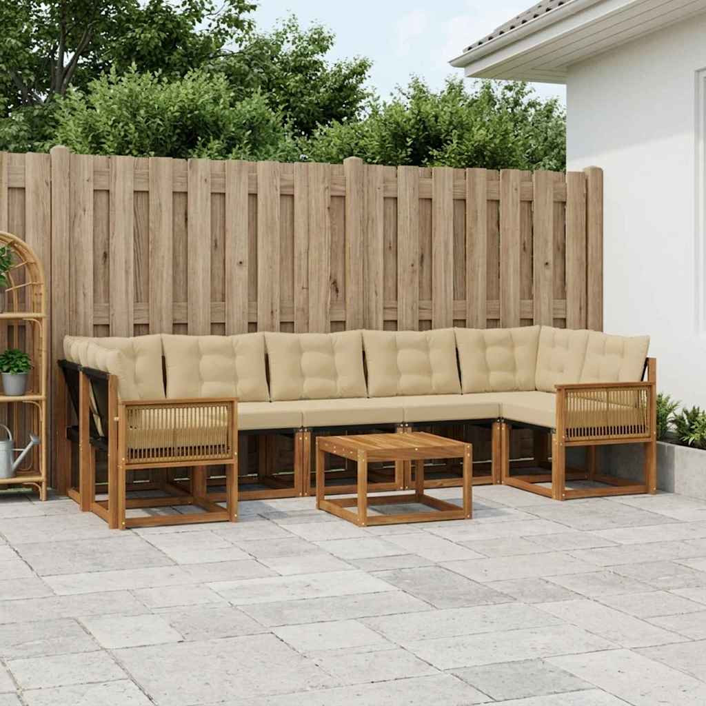vidaXL Outdoor-Sofagarnitur mit Kissen 8 pcs Natur und Beige