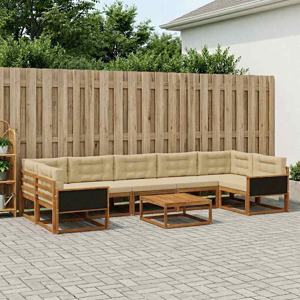 vidaXL Outdoor-Sofagarnitur mit Kissen 8 pcs Natur und Beige