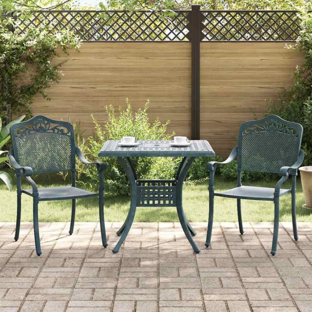 vidaXL Gartentisch Set 3 pcs Grün Gussaluminium