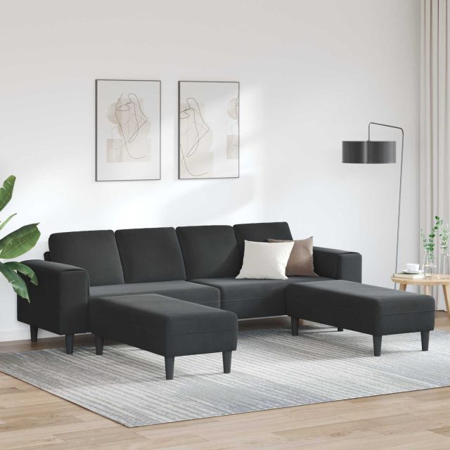 vidaXL Wohnzimmer Couch 3 pcs Schwarz 250 x 188 x 76 cm