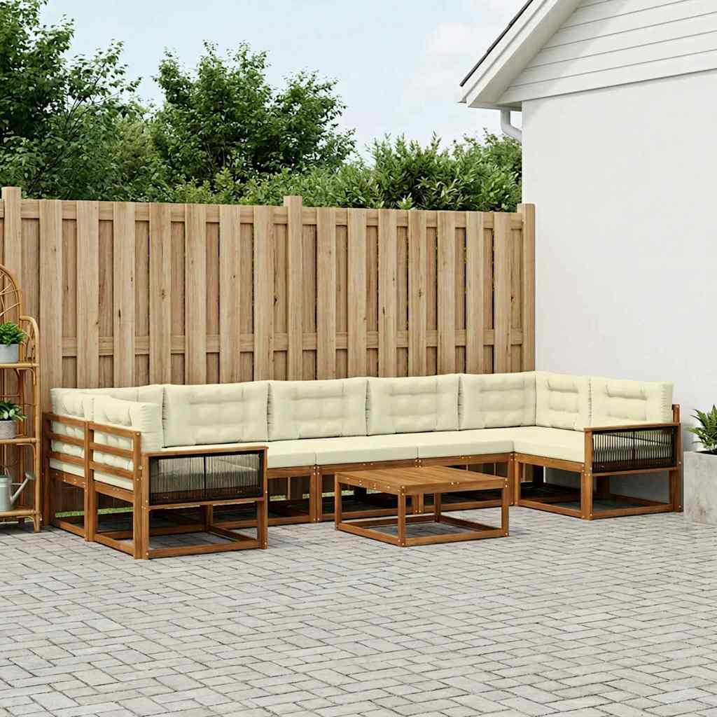 vidaXL Outdoor-Sofagarnitur mit Kissen 8 pcs Natur und Creme