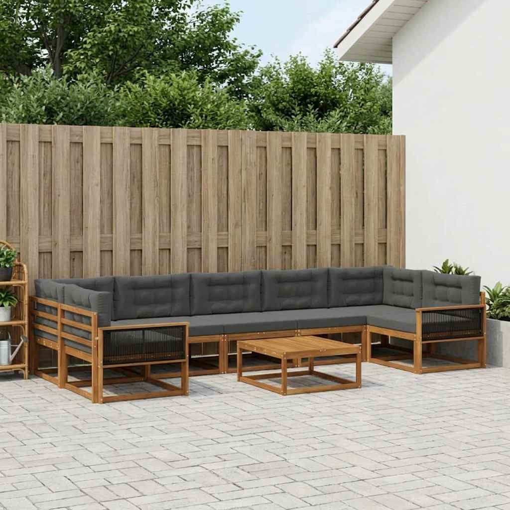 vidaXL Outdoor-Sofagarnitur mit Kissen 8 pcs Natur und Anthrazit